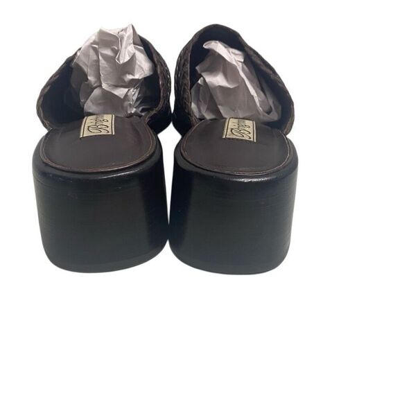 BRIGHTON Franki Basket Weave Vero Cuoio Leather Heel Clogs  Mules Brown Size 8.5 - Picture 2 of 11